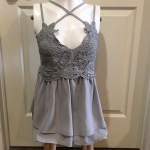 Sweet grey camisole top. Lace bodice, size medium.